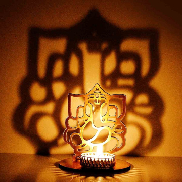  Lord Ganesha Shadow Tea Light Puja Decoration Pooja Diya 