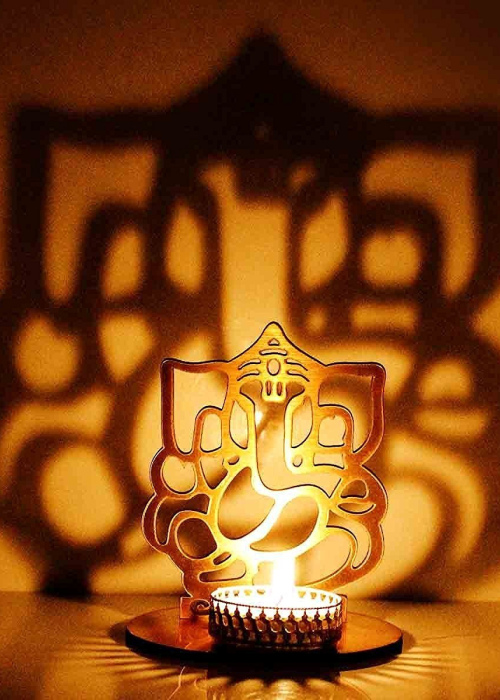  Lord Ganesha Shadow Tea Light Puja Decoration Pooja Diya 