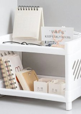 Samyaka® Double-layer Plastic Desktop Storage Rack Cosmetic Organizer