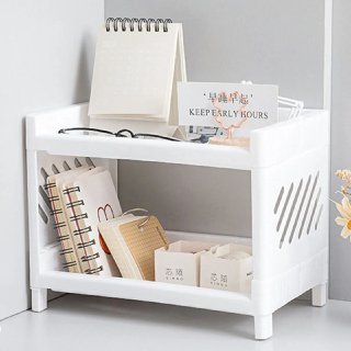Samyaka® Double-layer Plastic Desktop Storage Rack Cosmetic Organizer