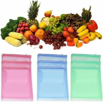Samyaka® Pack of 3 Vegetables And Fruits Mesh Zip Bags