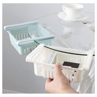 Samyaka Pack Of 2 Adjustable Fridge Storage Rack Basket